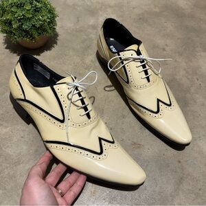 Encore Fiesso NWT Patent Leather Wingtip Shoes Men Size 13 Cream Wedding Formal